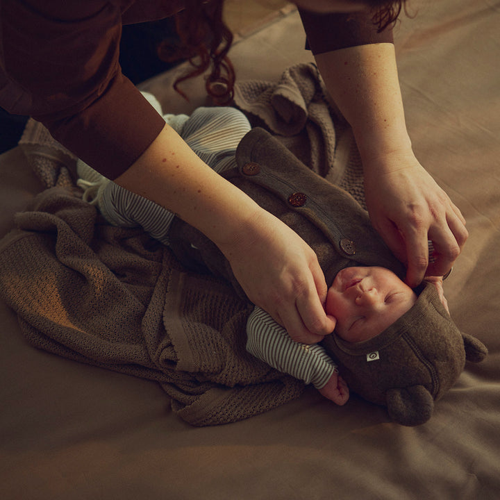 müsli WOOLLY vest i merinould fleece Uld Walnut melange 821000012
