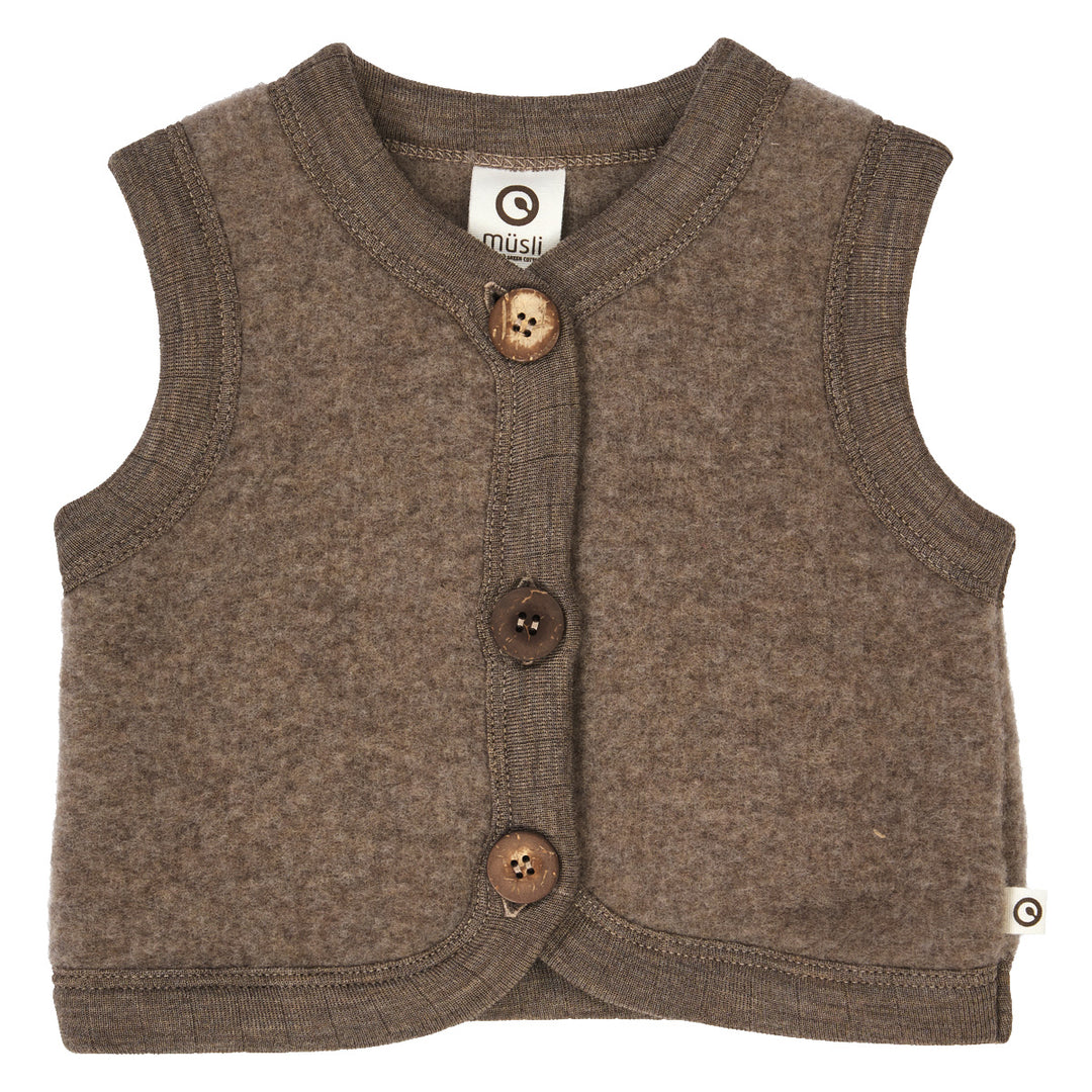 müsli WOOLLY vest i merinould fleece Uld Walnut melange 821000012