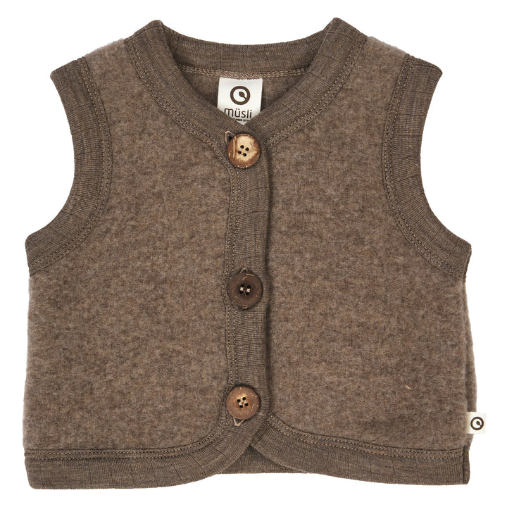 müsli WOOLLY vest i merinould fleece Uld Walnut melange 821000012
