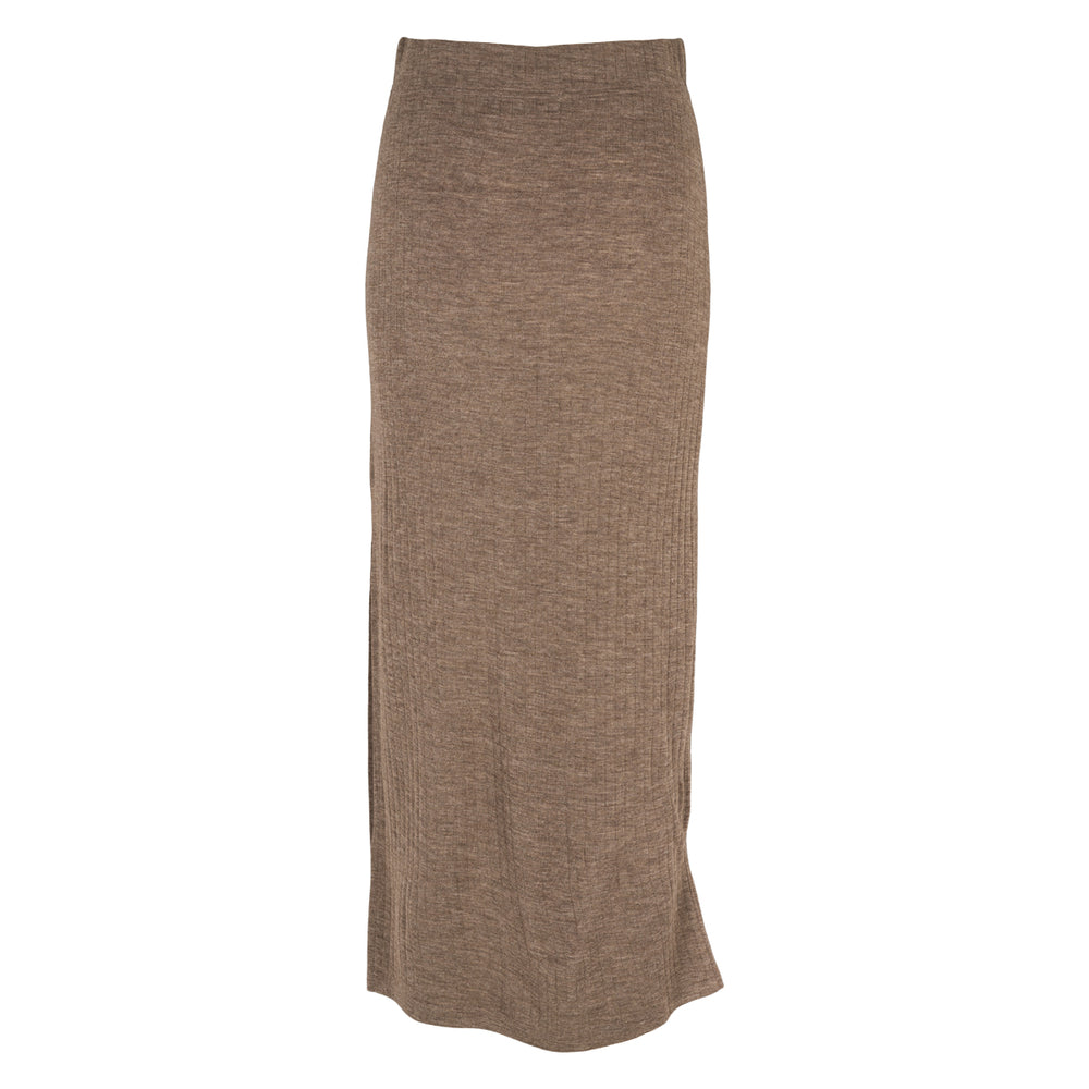Conservandum WOOL RIB nederdel i merinould Nederdel Walnut melange 821000012