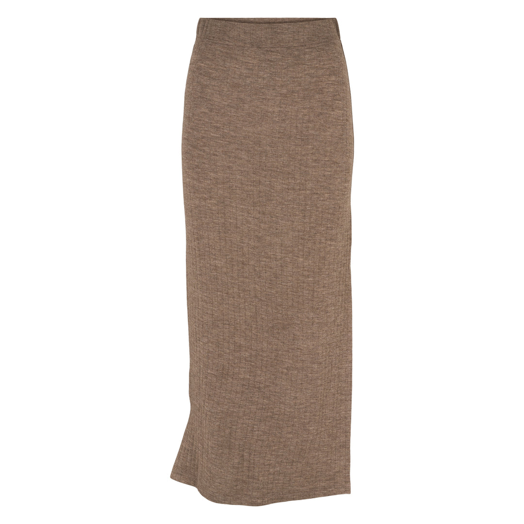 Conservandum WOOL RIB nederdel i merinould Nederdel Walnut melange 821000012