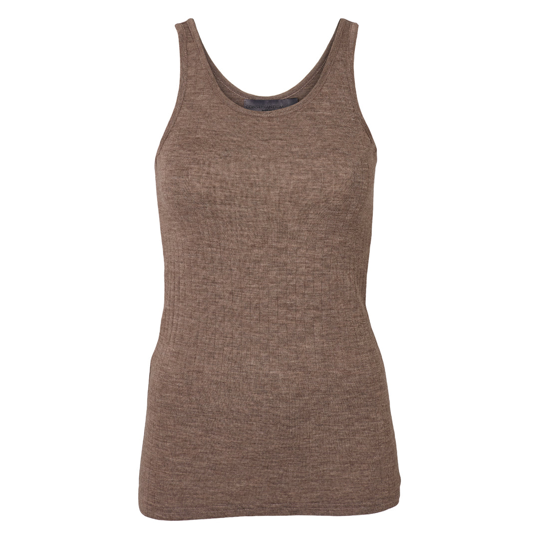 Conservandum WOOL RIB top T-shirt Walnut melange 821000012