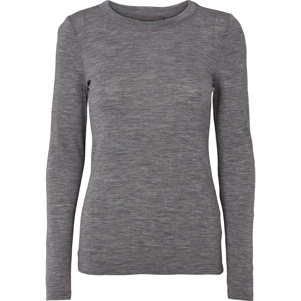 Conservandum WOOL bluse i merinould Langærmet bluse Dark grey melange 792000700