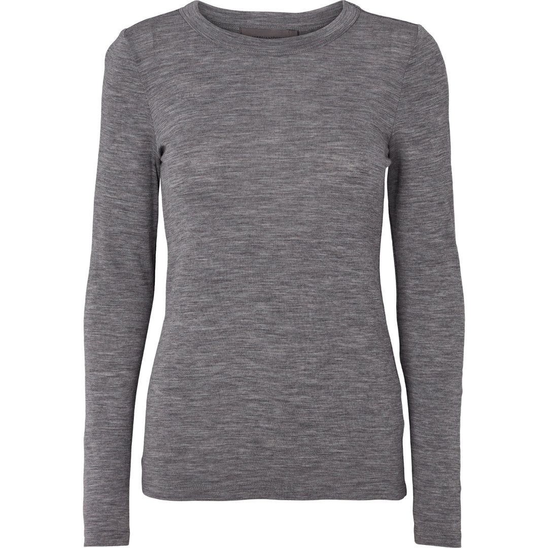 Conservandum WOOL bluse i merinould Langærmet bluse Dark grey melange 792000700