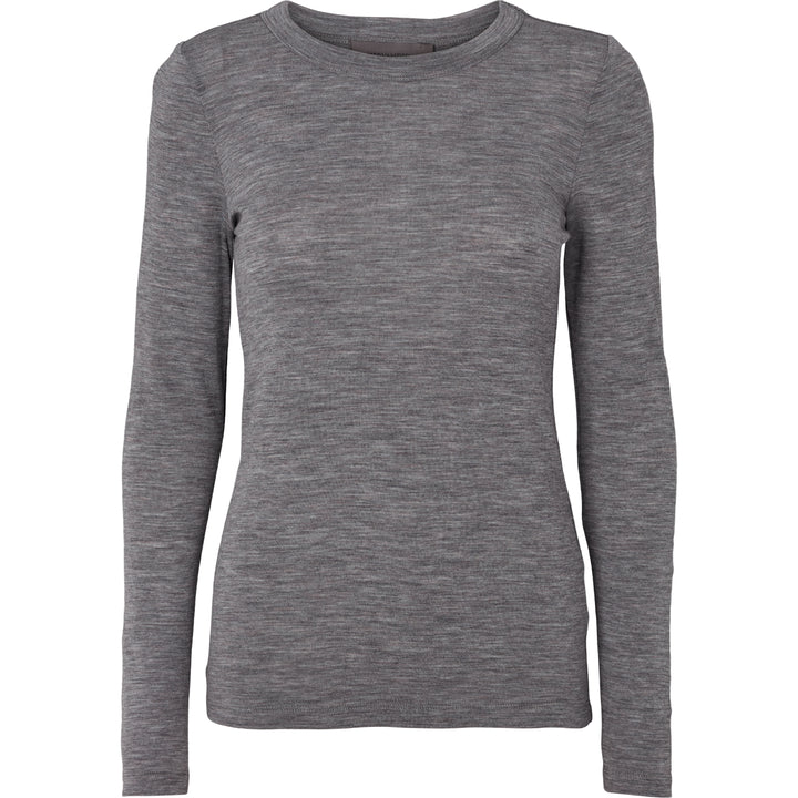 Conservandum WOOL bluse i merinould Langærmet bluse Dark grey melange 792000700