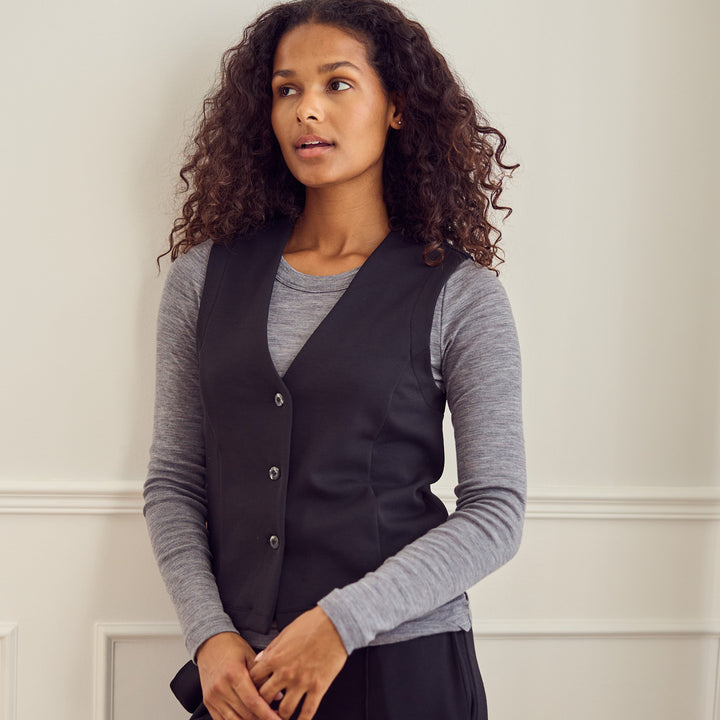 Conservandum WOOL bluse i merinould Langærmet bluse Dark grey melange 792000700