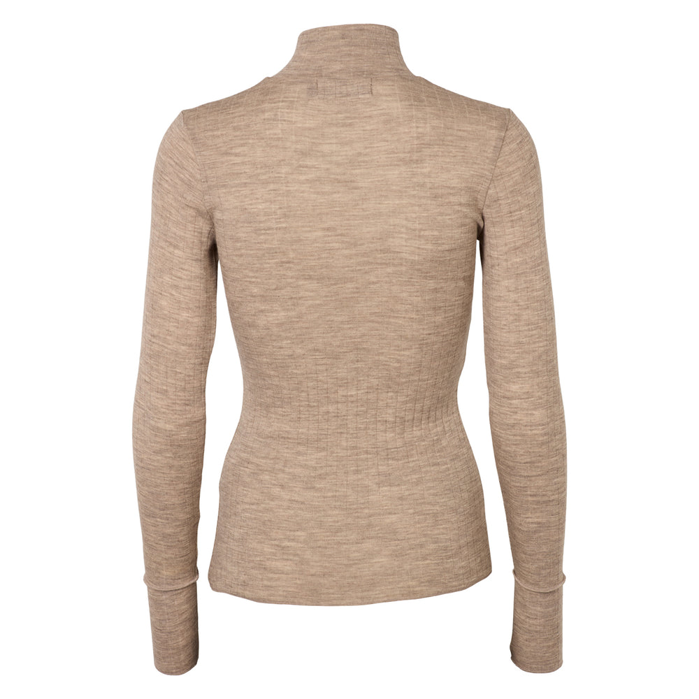 Conservandum WOOL bluse med lynlås i merinould T-shirt Balsam melange 821000011