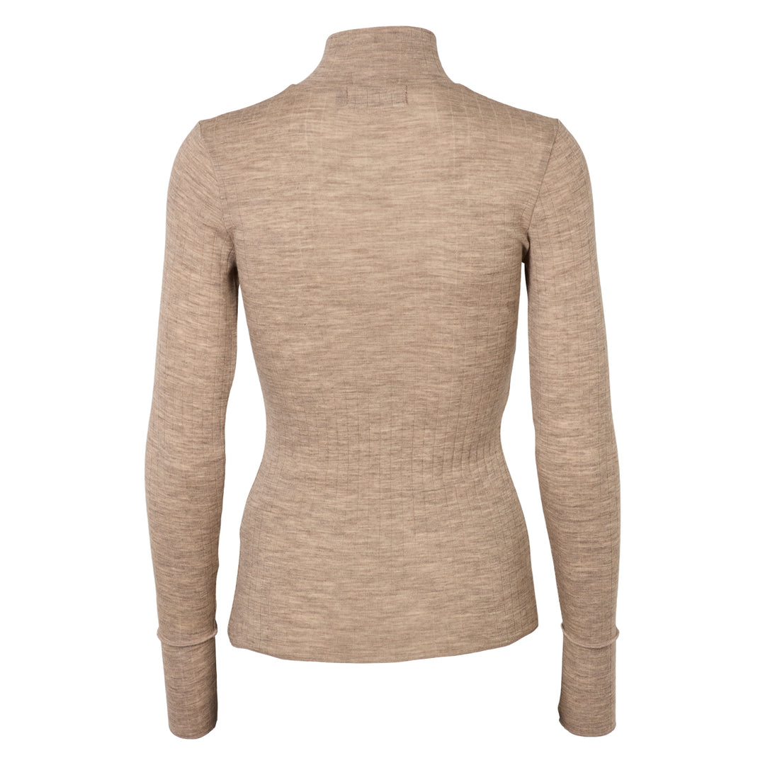 Conservandum WOOL bluse med lynlås i merinould T-shirt Balsam melange 821000011