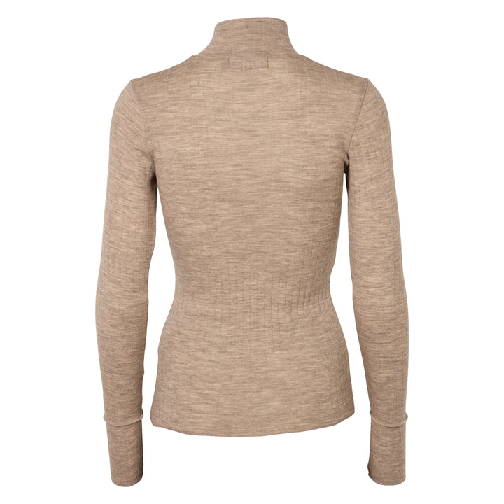 Conservandum WOOL bluse med lynlås i merinould T-shirt Balsam melange 821000011
