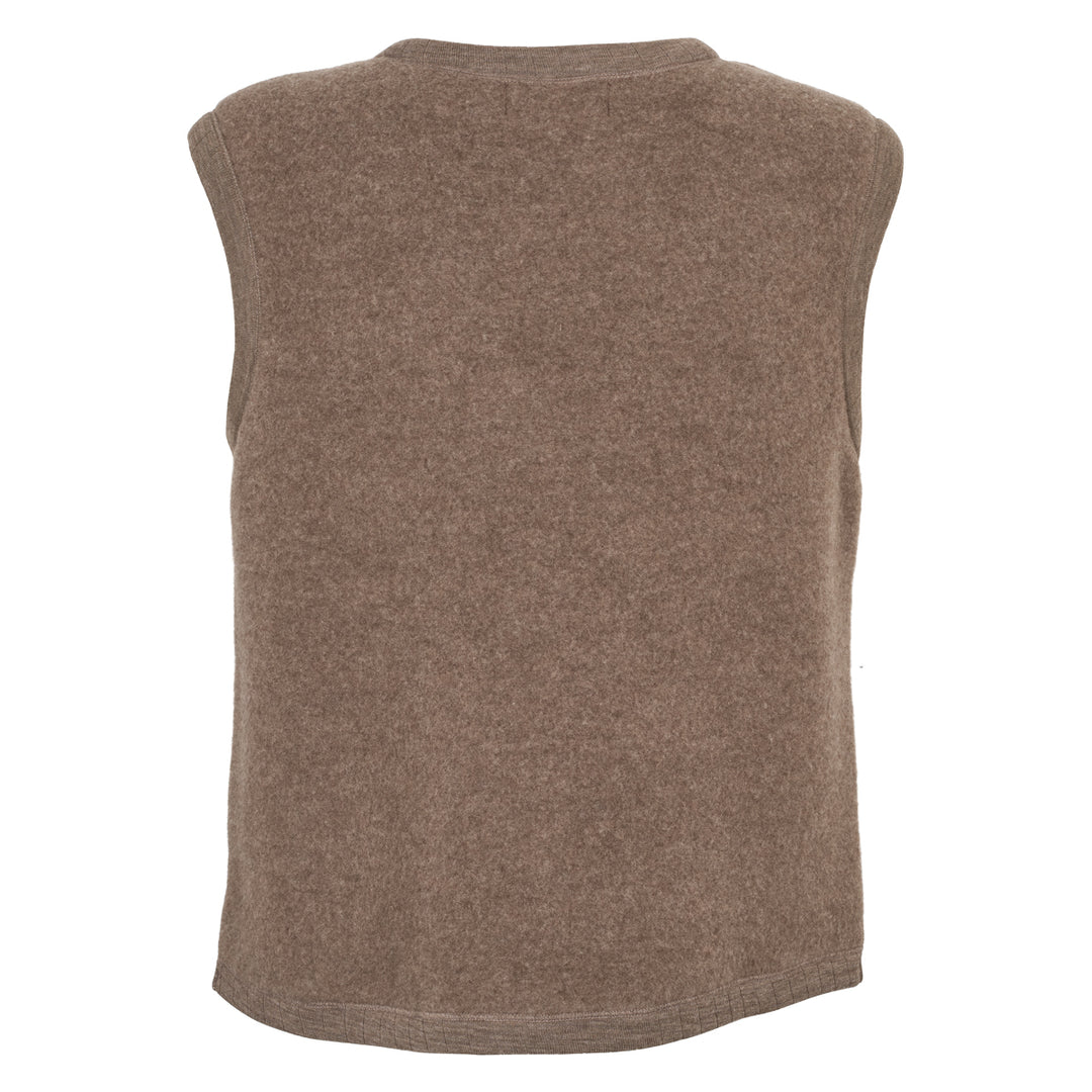 Conservandum WOOL fleece vest med lommer Cardigan Walnut melange 821000012
