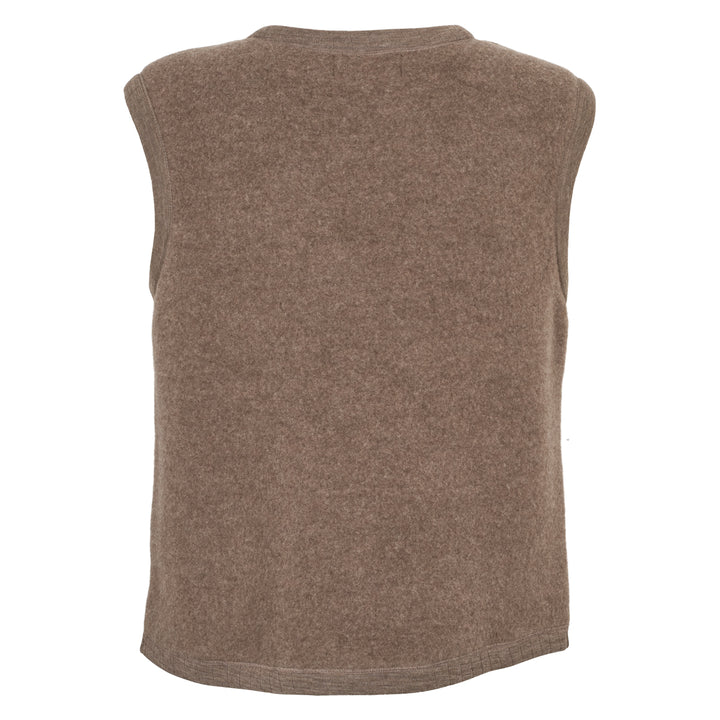 Conservandum WOOL fleece vest med lommer Cardigan Walnut melange 821000012