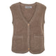 Conservandum WOOL fleece vest med lommer Cardigan Walnut melange 821000012