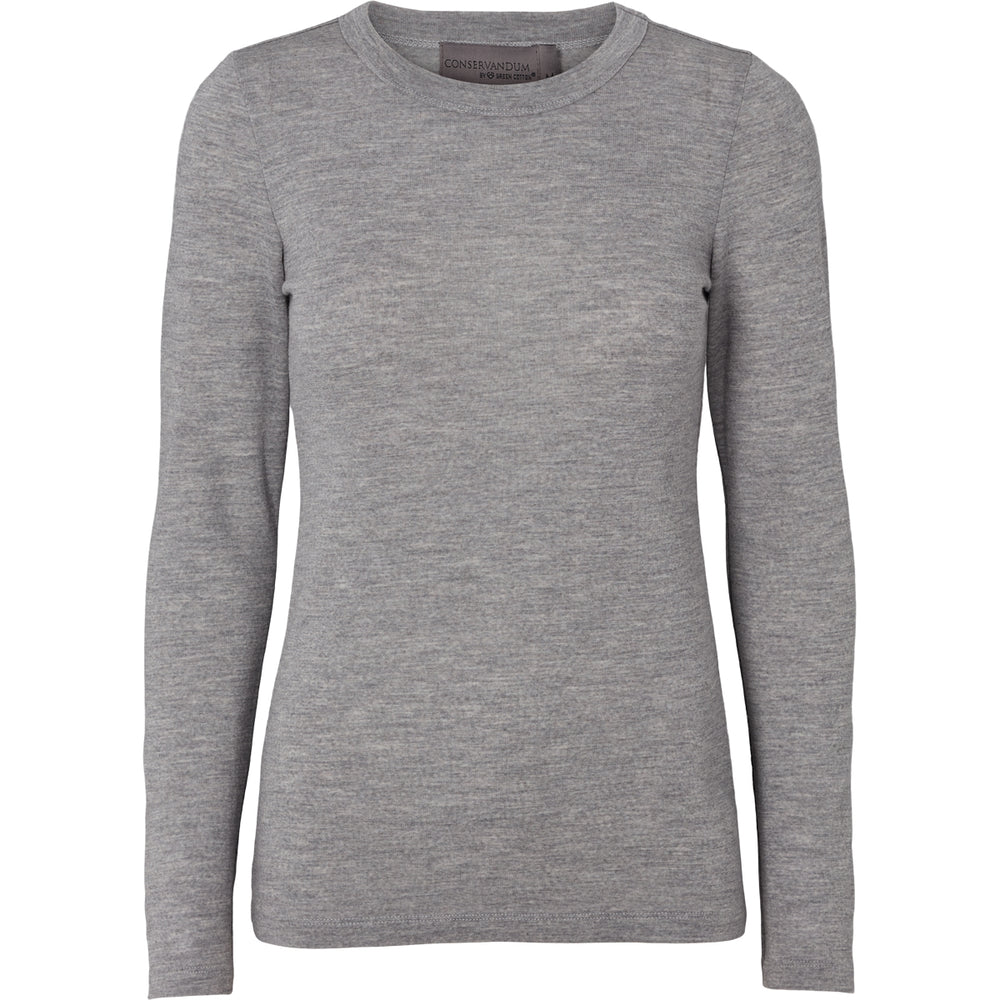 Conservandum WOOL langærmet T-shirt i merinould Langærmet bluse Pale grey melange 791080900