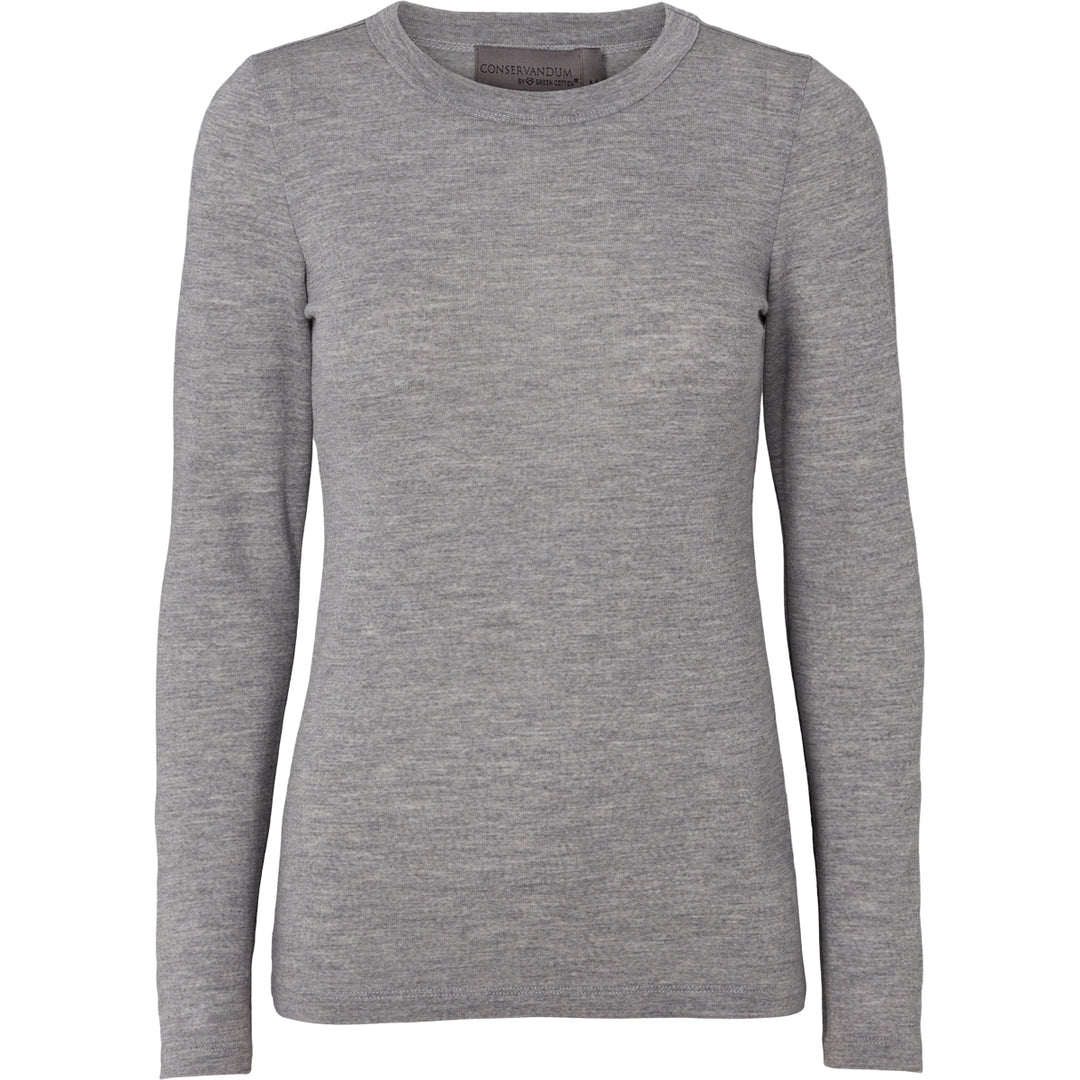 Conservandum WOOL langærmet T-shirt i merinould Langærmet bluse Pale grey melange 791080900