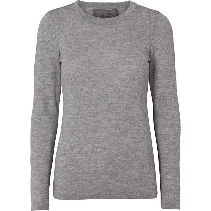 Conservandum WOOL langærmet T-shirt i merinould Langærmet bluse Pale grey melange 791080900