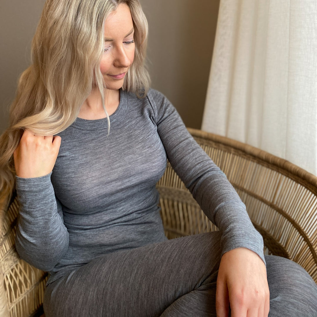 Conservandum WOOL langærmet T-shirt i merinould Langærmet bluse Pale grey melange 791080900