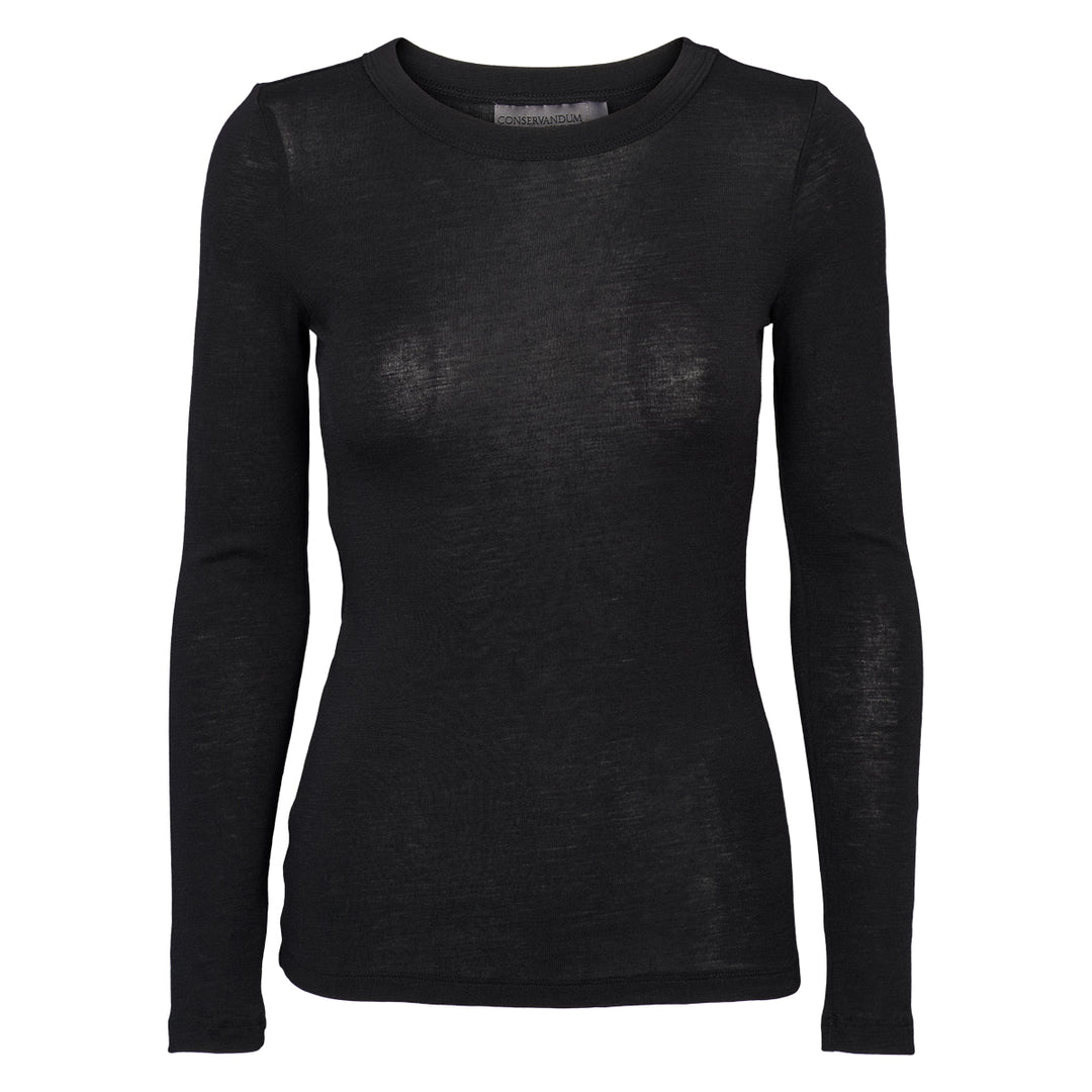 Conservandum WOOL langærmet bluse Langærmet bluse Black 019400706