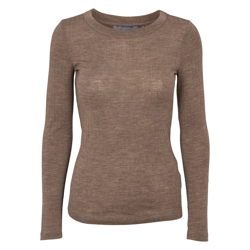 Conservandum WOOL langærmet bluse Langærmet bluse Walnut melange 821000012