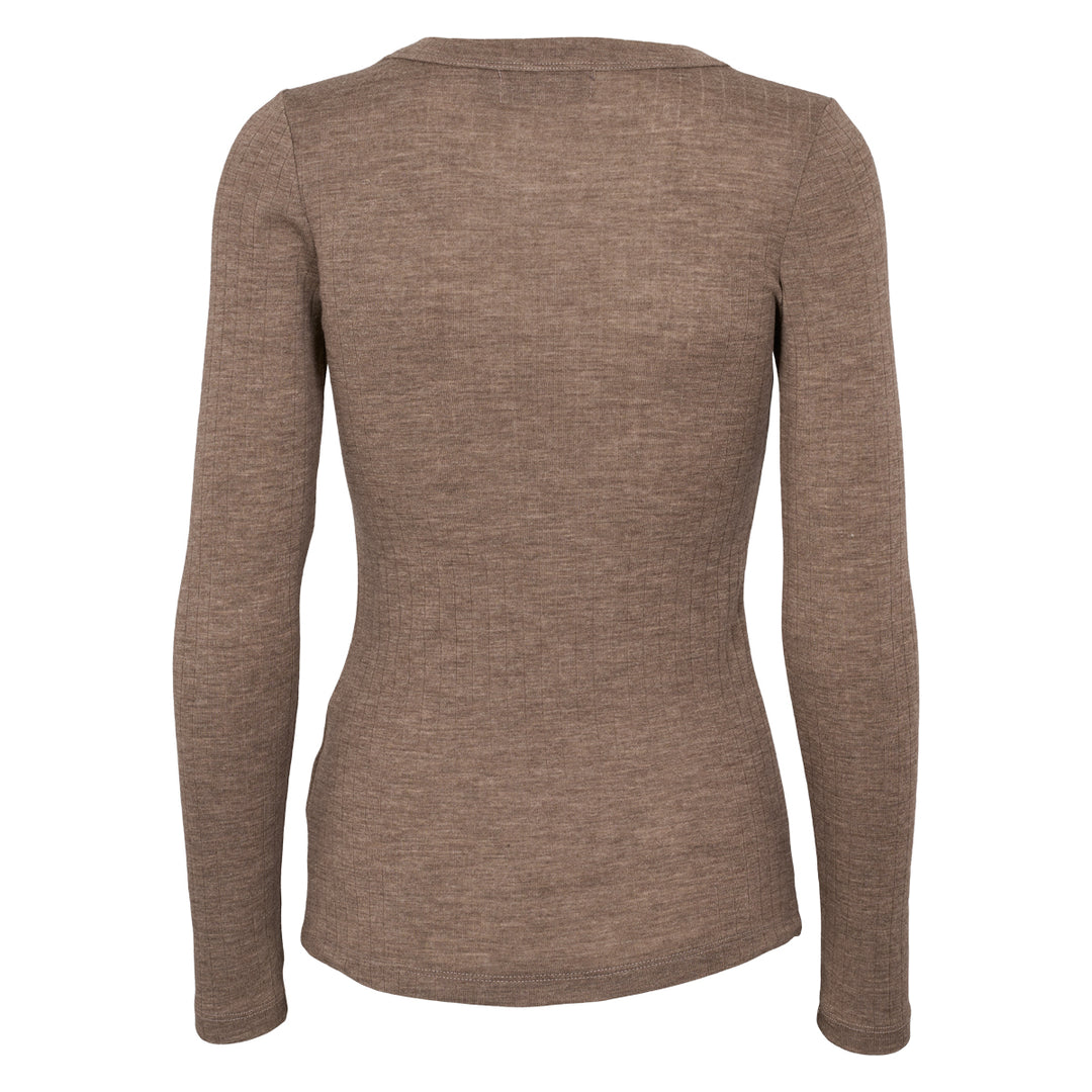 Conservandum WOOL langærmet bluse Langærmet bluse Walnut melange 821000012
