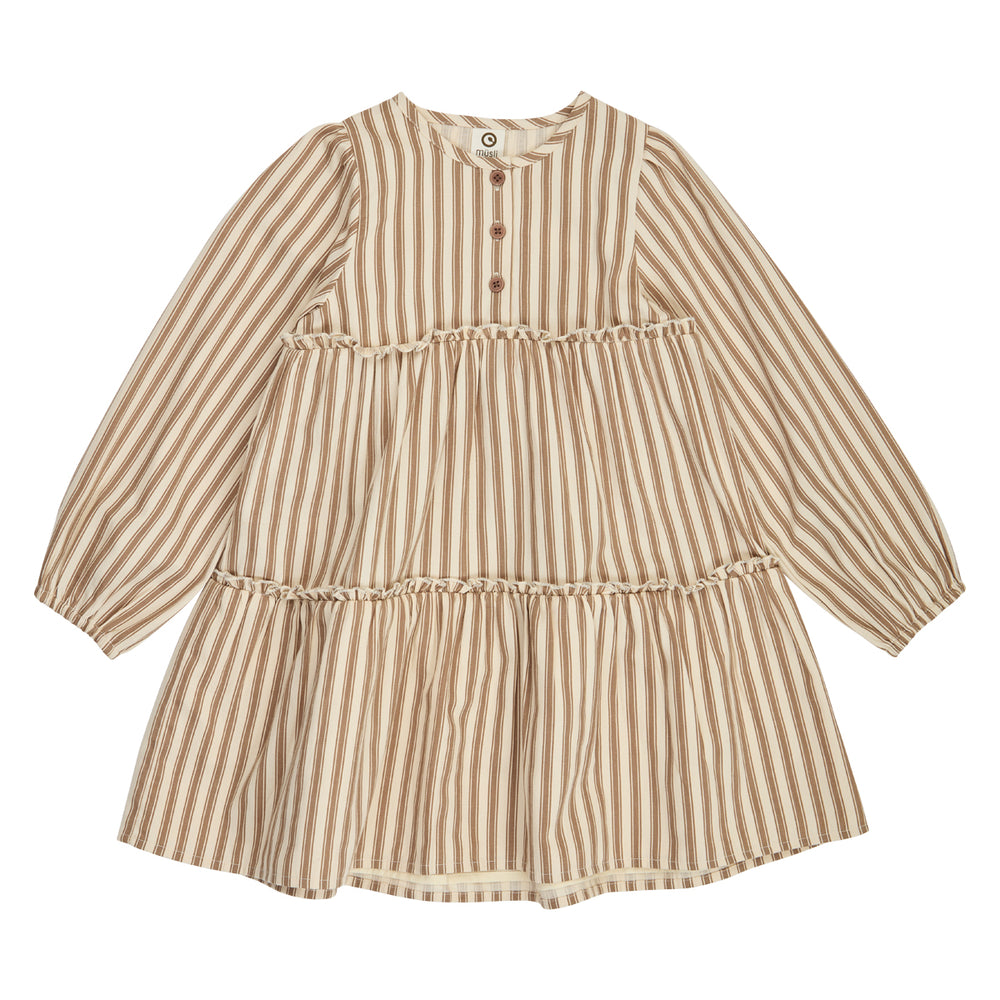 müsli WOVEN stribet kjole Kjoler Oak/ Walnut 690000338