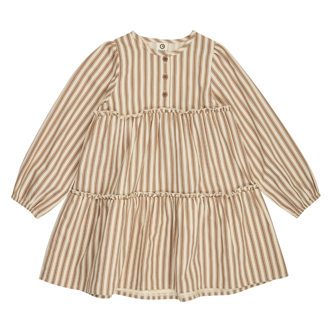 müsli WOVEN stribet kjole Kjoler Oak/ Walnut 690000338