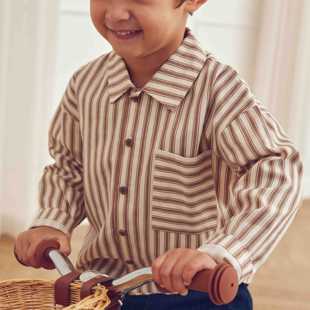 müsli WOVEN stribet skjorte Langærmet bluse Oak/ Walnut 690000338