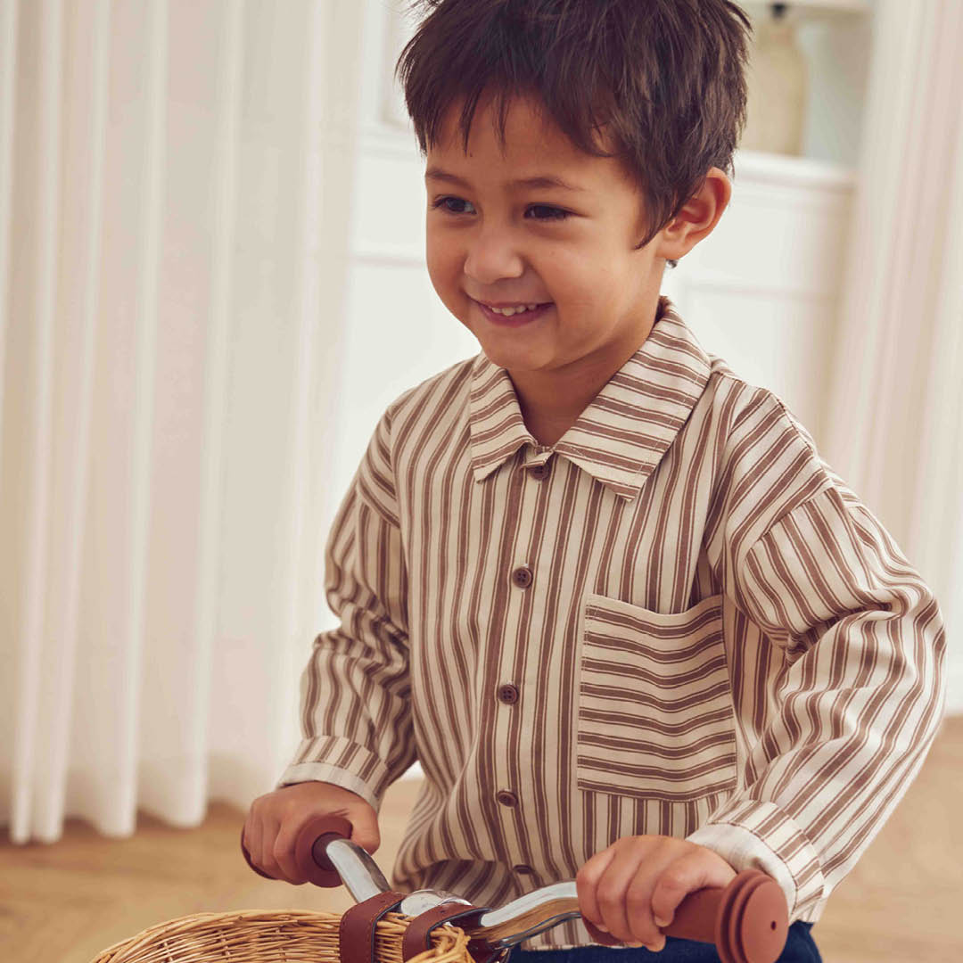 müsli WOVEN stribet skjorte Langærmet bluse Oak/ Walnut 690000338