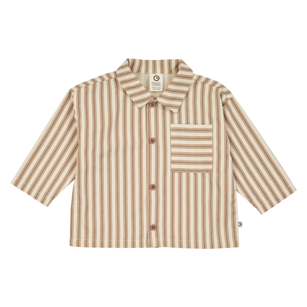 müsli WOVEN stribet skjorte Langærmet bluse Oak/ Walnut 690000338