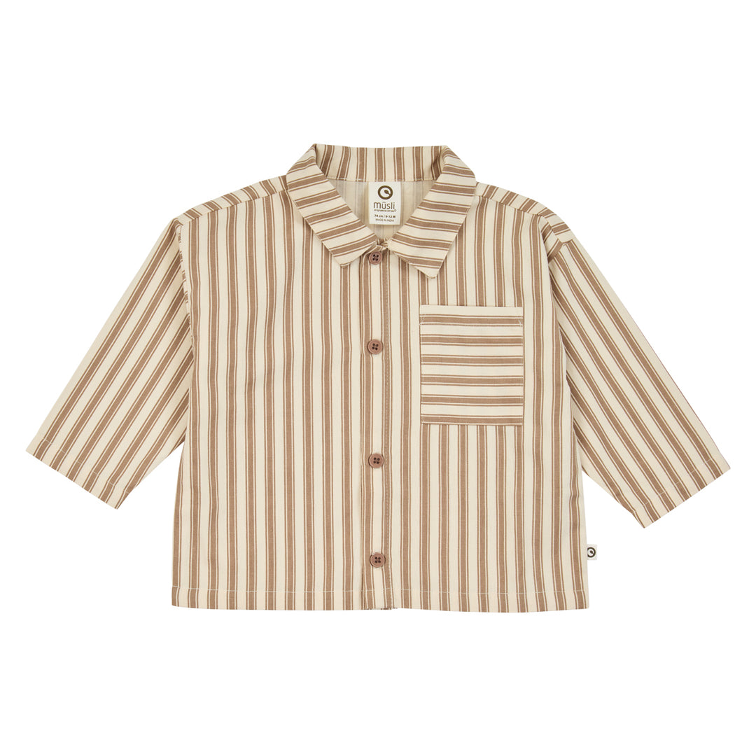 müsli WOVEN stribet skjorte Langærmet bluse Oak/ Walnut 690000338