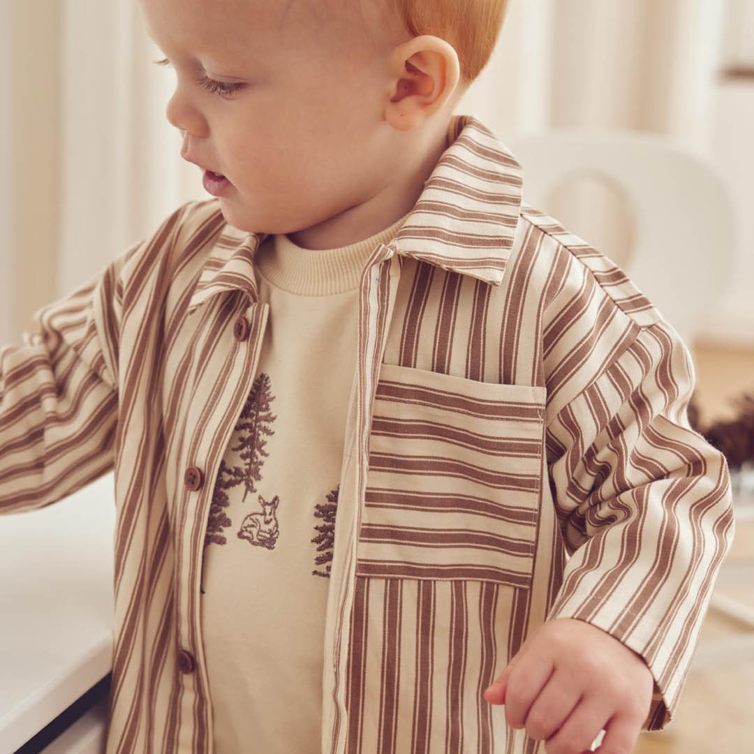 müsli WOVEN stribet skjorte Langærmet bluse Oak/ Walnut 690000338