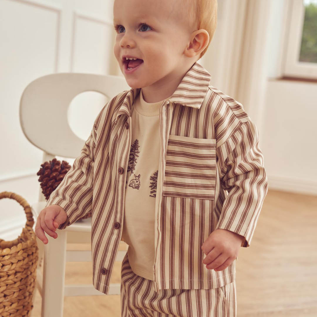 müsli WOVEN stribet skjorte Langærmet bluse Oak/ Walnut 690000338